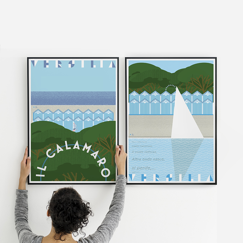 Photo frame with a seahorse drawn picture